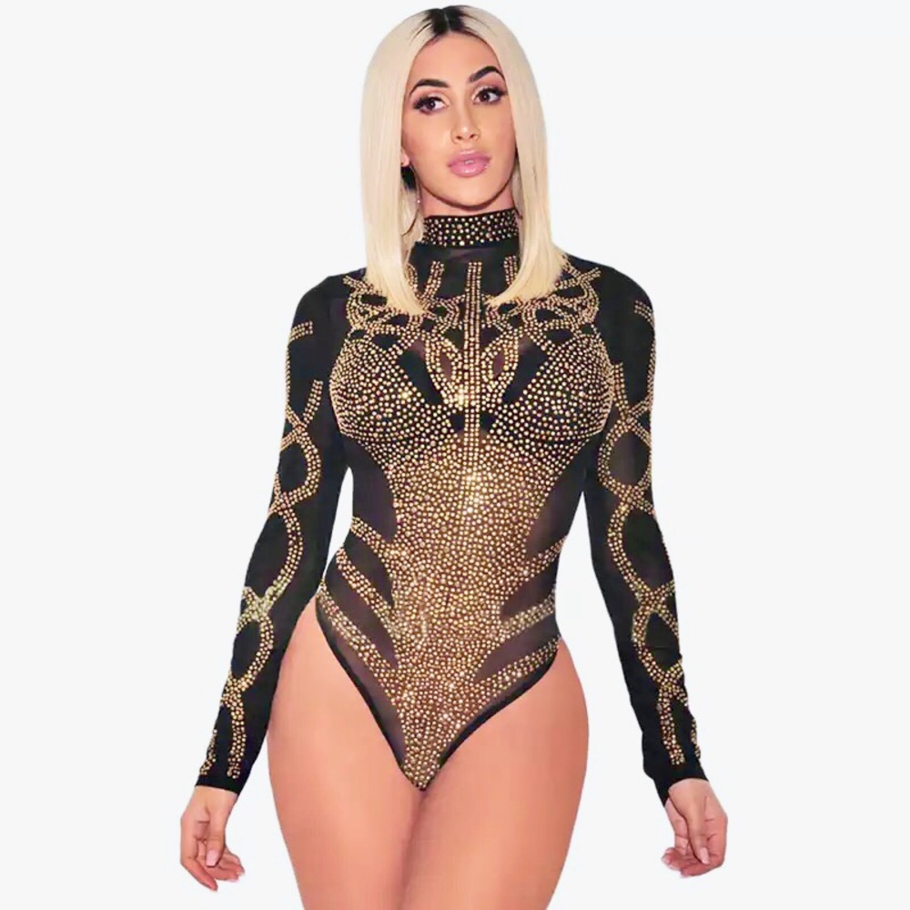 Women Jumpsuit Top Leotard Turtleneck Bodysuit